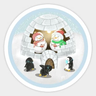 Two Cosy Snowmen Sticker